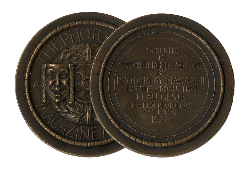 Photoplay Medal for ''Beau Geste'' in 1926 -- The First Movie Award in History That Preceded & Influenced the Academy Awards