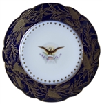 Dramatic China Plate From the Benjamin Harrison Administration -- Blue Border Accented by Goldenrod & Encircled With 44 Stars