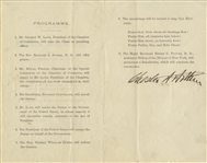 Chester A. Arthur Signed Program as President -- For the Unveiling of the Statue of George Washington on Wall Street
