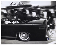 Clint Hill Signed 10'' x 8'' Photo, Showing Hill Heroically Shielding President John F. Kennedy and the First Lady -- With Beckett's Authentication