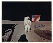 Edgar Mitchell Signed 16'' x 20'' Photo Showing Him on the Moon During Apollo 14