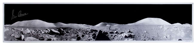 Gene Cernan Signed 40'' Panoramic Photo of the Lunar Surface