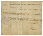 George Washington Document Signed as President, Also Signed by Thomas Jefferson as Secretary of State