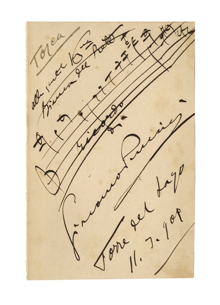 Giacomo Puccini AMQS for ''Tosca'' -- Large Sheet Measures 4.5'' x 7''
