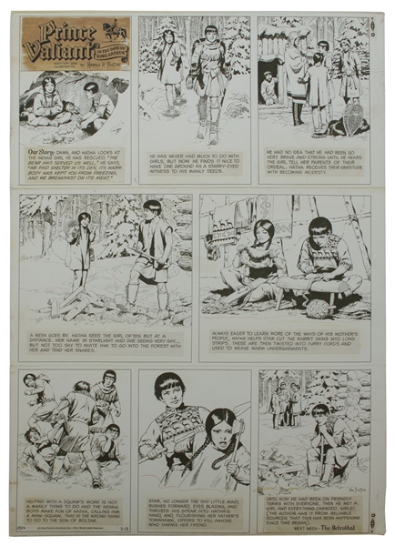 ''Prince Valiant'' Strip by Hal Foster From 1966 -- Hatha Befriends a Girl, ''and everything changed''