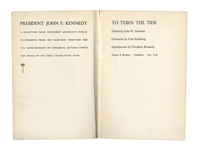 John F. Kennedy Signed Book as President -- JFK Inscribes ''To Turn the Tide'' to Photographer Alfred Eisenstaedt ''...who helped turn an earlier tide...'' -- With Slide Photo of JFK Signing