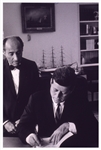 John F. Kennedy Signed Book as President -- JFK Inscribes ''To Turn the Tide'' to Photographer Alfred Eisenstaedt ''...who helped turn an earlier tide...'' -- With Slide Photo of JFK Signing