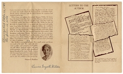Laura Ingalls Wilder Signed Brochure, With Handwritten Note -- ''The farm is sold''