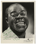 Louis Armstrong Signed 8'' x 10'' Photo of His Iconic Smile