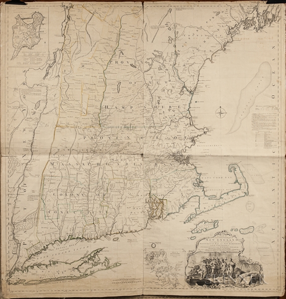 1774 Map of New England -- The First Large Scale Map of New England Used for the American Revolution -- From Thomas Jefferys' ''American Atlas''