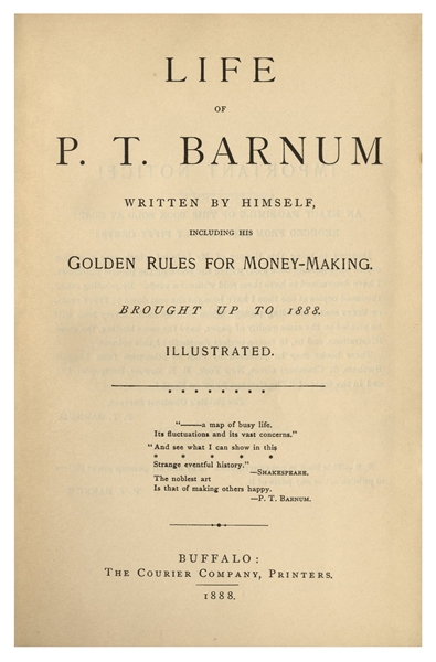 P.T. Barnum Signed Autobiography ''Life of P.T. Barnum''
