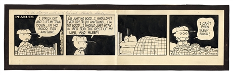 Charles Schulz Hand-Drawn ''Peanuts'' Comic Strip From 1965, Featuring Charlie Brown