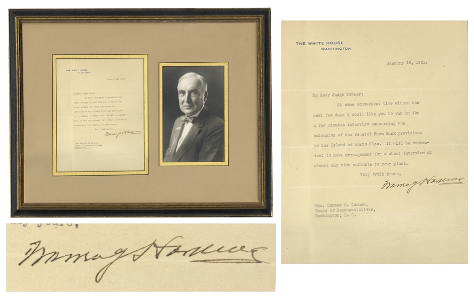 Warren Harding Letter Signed as President ''Concerning...the Island of Porto Rico...''