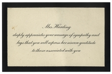 Sympathy Reply Card for President Warren Harding Who Died While in Office -- Black Bordered Card With Envelope Postmarked 1923