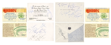 Queen Signed Invitation for a Party at the British Embassy in Budapest During Their 1986 Concert Tour -- Twice-Signed by Freddie Mercury -- With Roger Epperson COA