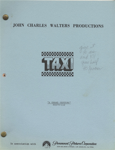 ''Taxi'' Script -- From the Estate of Sam Simon, Co-Creator of ''The Simpsons'' & Writer on ''Taxi''