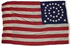 U.S. Flag With 34 Stars Representing the Addition of Kansas as the 34th State in 1861 -- Measures 9' Long -- Scarce