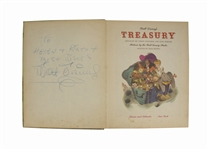 Walt Disney Signed Copy of the Disney book ''Treasury'' -- Large Signature Measures Over 8'' Long