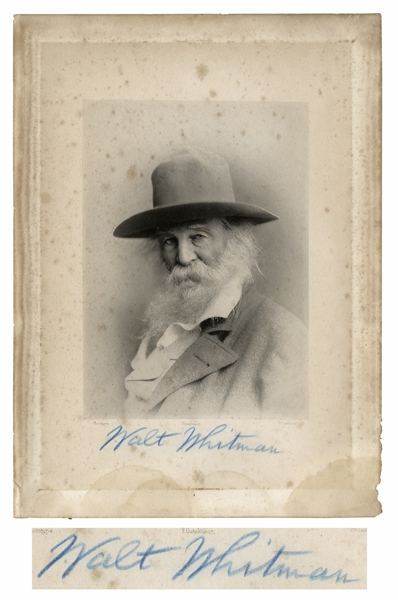 Walt Whitman Large Signed Photo Measuring 6.25'' x 8.5'' -- With University Archives COA