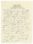 Joseph Heller Autograph Letter Signed -- ''...About Catch-22...you undoubtedly know more about the book and the events surrounding it than I do...I would not trust my memory...''