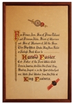 Hal Fosters Personal Mock Award From King Features for Prince Valiant Comic Strip -- Rare