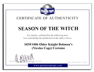 Nicolas Cage Costume From Thriller ''Season of The Witch''