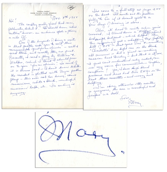 Mary Astor Autograph Letter Signed -- ''...an audience spots a phony a mile off...people ask you to read their manuscripts...'just for an opinion' - well I read them, and mostly they are junk...''