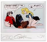 Giant Lil Abner Litho Featuring Abner & Daisy Mae -- Artist Proof Labeled EA 16/30 & Signed Al Capp 76 in Pencil -- 44 x 31.5 -- Small Tear to Top Edge, Very Good