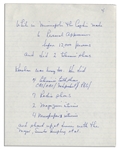 Handwritten Document Chronicling Bob Keeshan's Appearances Promoting ''Captain Kangaroo'' in 1974 -- From the Bob Keeshan Estate