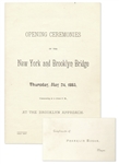 Program From the Opening Ceremonies of the Brooklyn Bridge in 1883 -- With Printed Card From New York City Mayor Franklin Edson