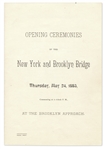 Program From the Opening Ceremonies of the Brooklyn Bridge in 1883 -- With Printed Card From New York City Mayor Franklin Edson