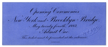 Admission Ticket to the Brooklyn Bridge Opening Ceremonies -- Near Fine & Printed by Tiffany & Co.