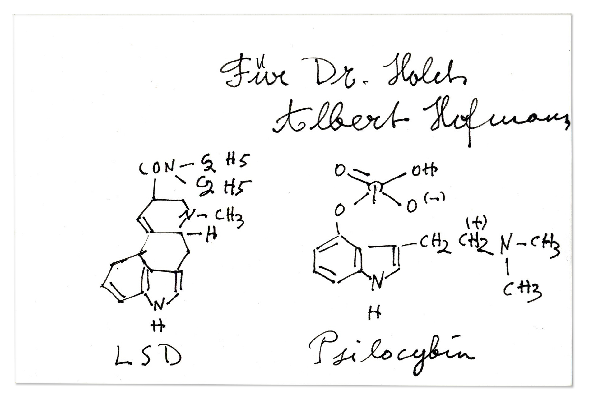 Lot Detail Albert Hofmann Signed Chemical Formula For Lsd Psilocybin Hofmann Was The First To Discover Ingest The Lsd Compound