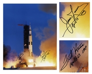 Apollo 13 Astronauts Fred Haise and Jim Lovell Signed 16 x 20 Photo of the Apollo 13 Launch