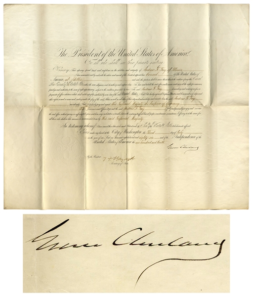 Grover Cleveland Document Signed as President -- Cleveland Appoints a Consul to Germany