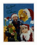 Jim Henson 8'' x 10'' Signed Photo ''From Kermit'' With His Muppets at Christmas