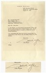 John Wayne Letter Signed, Where He Seeks to Purchase 10% of the Stock for Hair Trigger, Inc., the Company Endorsed by Wayne