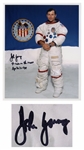 John Young Signed 8 x 10 Photo in His White Spacesuit -- 9th man on the MOON -- With Steve Zarelli COA