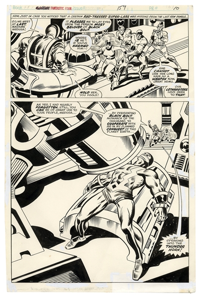 ''Fantastic Four'' Original Art by Rick Buckler From 1975 -- Xemu Tries to Enlist Medusa to Turn Against Black Bolt