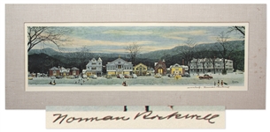Norman Rockwell Signed Print of His Beloved Piece Stockbridge Main Street at Christmas