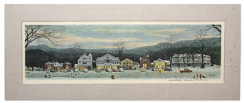 Norman Rockwell Signed Print of His Beloved Piece ''Stockbridge Main Street at Christmas''
