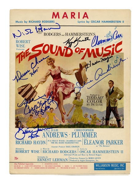 ''The Sound of Music'' Cast Signed Sheet Music -- Signed by Eight Cast Members Including Julie Andrews & the Seven Children -- With PSA/DNA COA
