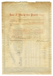 American Express Stock From 1865 Signed by Henry Wells and William Fargo, the 19th Century Businessmen Who Also Created Wells Fargo & Co.