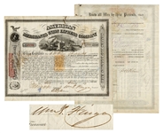 American Express Stock Signed by William Fargo of Wells Fargo Co.