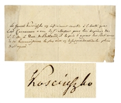 Tadeusz Kosciuszko Autograph Letter Signed -- ...The General Kosciuszko is extremely sensitive to Lord Carnarvons kindness...