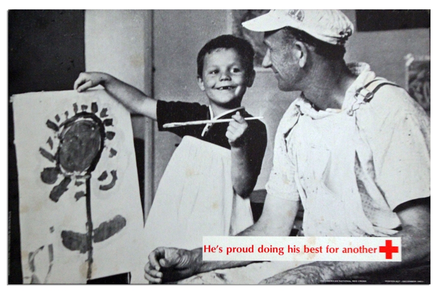 Vintage Red Cross Poster From 1963 -- ''He's Proud Doing His Best For Another''