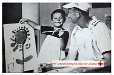 Vintage Red Cross Poster From 1963 -- Hes Proud Doing His Best For Another