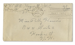 Iwo Jima Marine Rene Gagnon Autograph Letter Signed, With Signed Cover -- ''...you can't possibly imagine there's a war going on...as it is now lots of husbands and boyfriends are not coming back...''