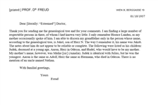 Sigmund Freud Autograph Letter Signed From 1937 Regarding His Family Tree -- ''...I am finding a large number of respectable persons in there...''