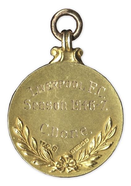 1947 Football League Division Championship Gold Medal -- Won by Cyril Done of Liverpool